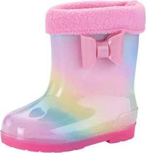 Toddler Kids Lightweight Waterproof Rain Boot with Cozy Lining Outdoor Boots for Boys Girls Rubber Boys Water Shoes