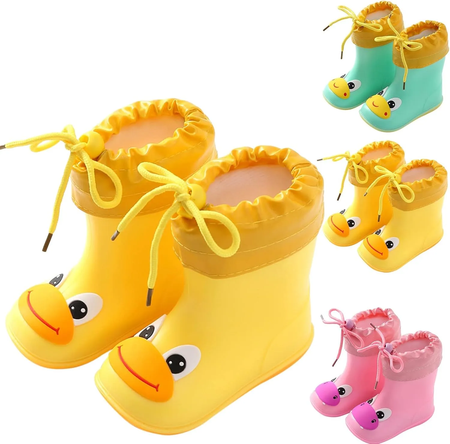 Toddler Kids Plush Rain Boots, Unisex-Child Waterproof Rubber Rain Boots with Cute Cartoon Toddler Boots for Girls