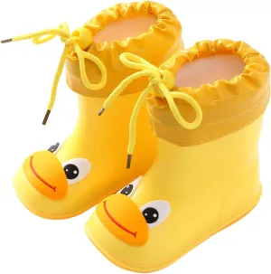 Toddler Kids Plush Rain Boots, Unisex-Child Waterproof Rubber Rain Boots with Cute Cartoon Toddler Boots for Girls