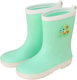 Toddler Kids Rain Boots Boys Girls Waterproof Rain Shoes Cute Cartoon Rainboots Mud Shoes for Water Toddler Boy Shoes (Green, 5 Big Kids)