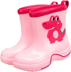 Toddler Kids Reflective Stripes Rain Boots Non Slip Waterproof Rubber Boots in 3D Patterns for Boys and Newborn Shoes