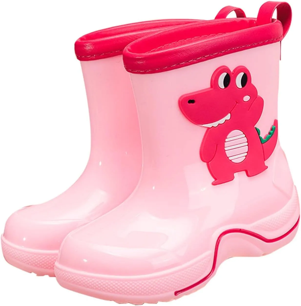 Toddler Kids Reflective Stripes Rain Boots Non Slip Waterproof Rubber Boots in 3D Patterns for Boys and Newborn Shoes