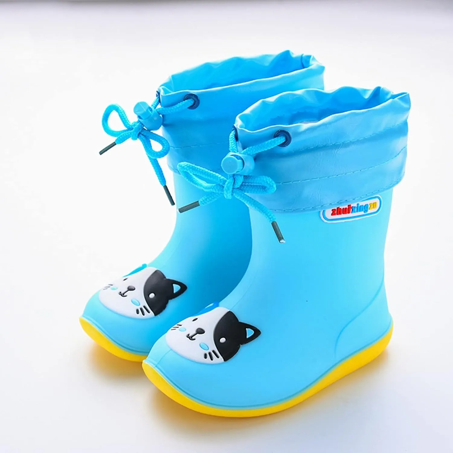 Toddler-Kids Waterproof Light Up Rain Boots Patterns and Glitter Boots with Handles for Boys and Girls