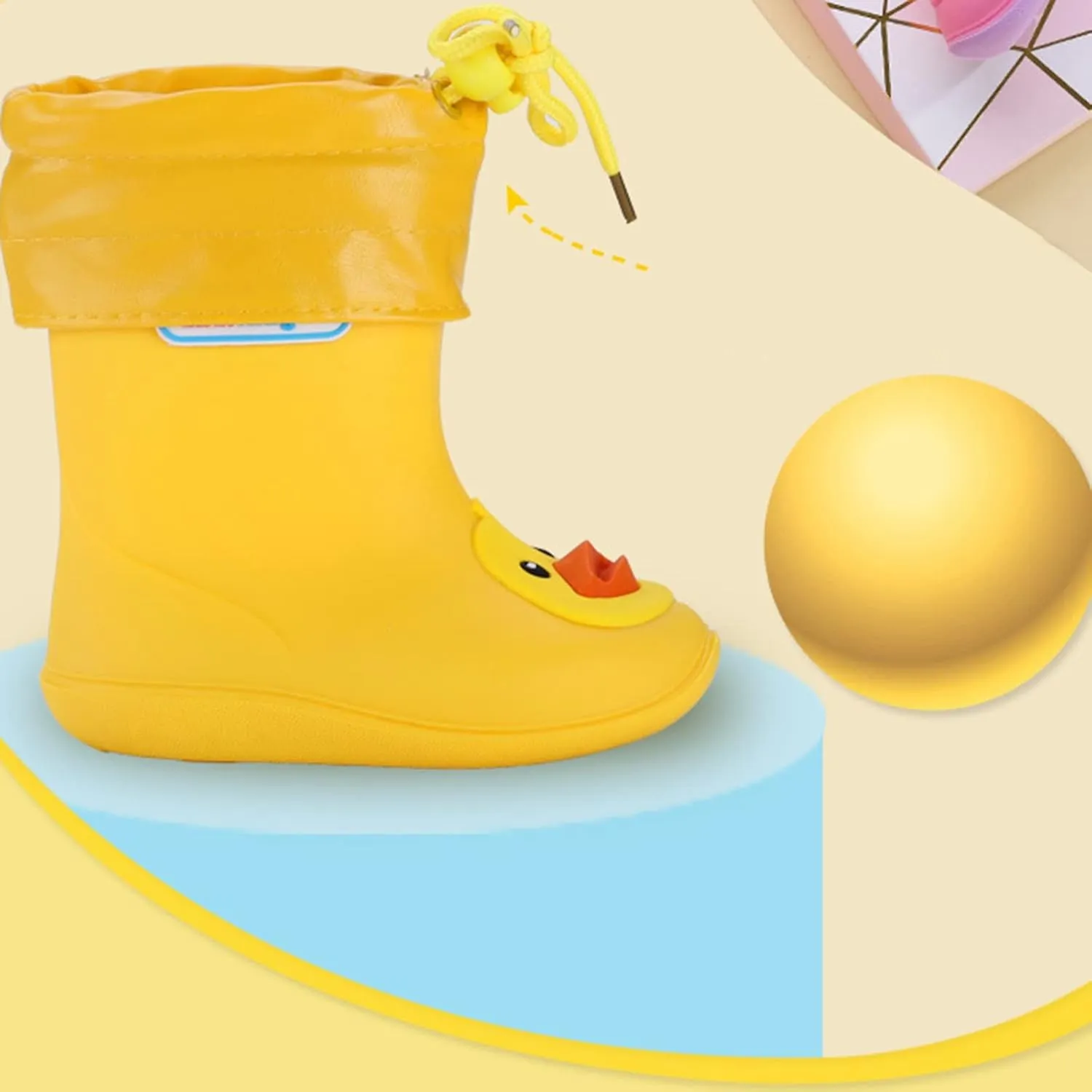 Toddler Rain Boots Waterproof Rainboots Outdoor Boys Girls Cute Water Shoes Non-Slip Rubber Mud Boots Lightweight