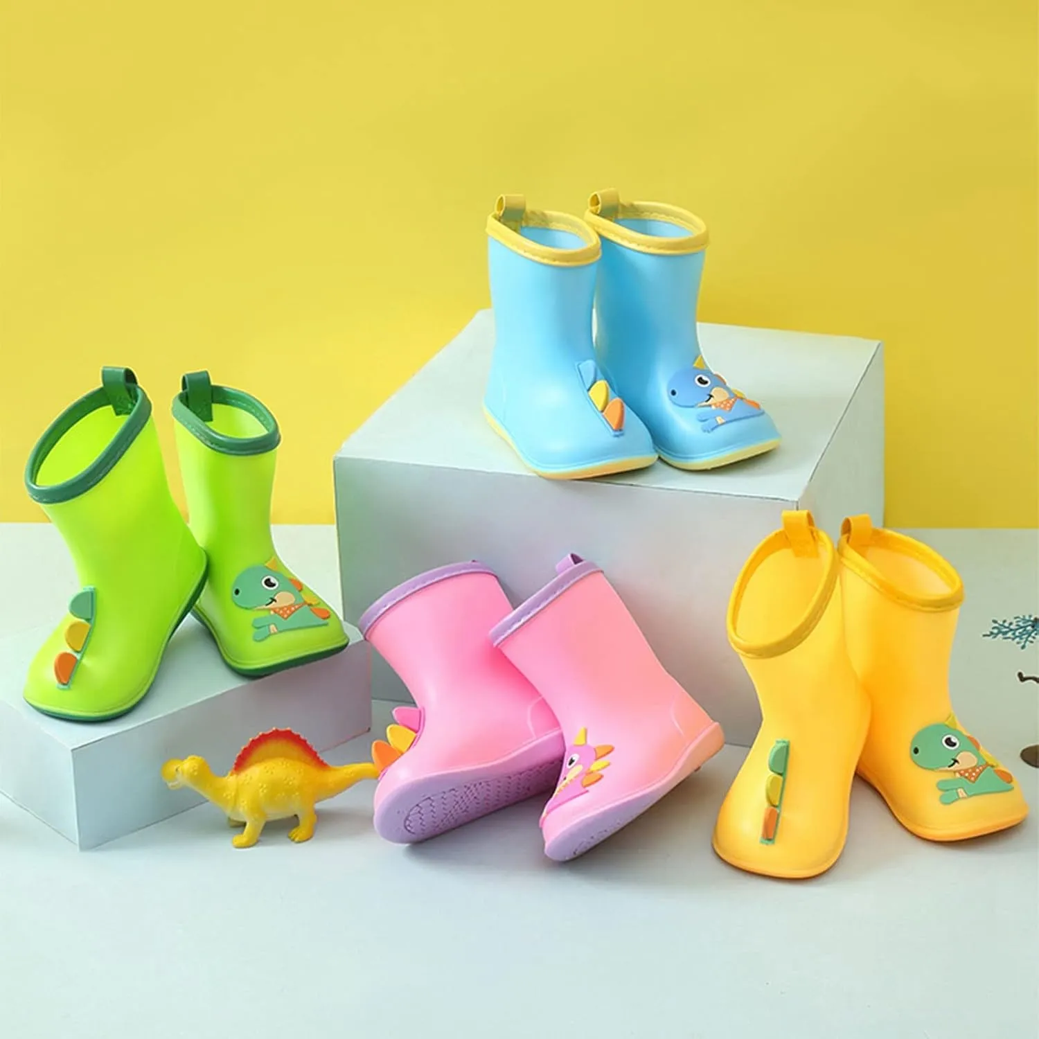 Toddler Slip On Rain Boots Kids Boys Girls Cute Cartoon Easy-on Lightweight Waterproof Easy On Garden Boots