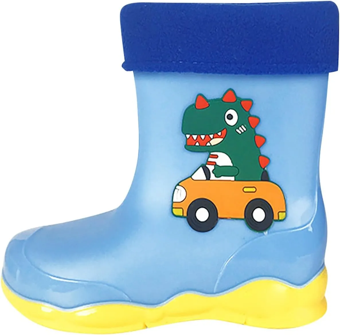 Unisex-Child Kids Rubber Waterproof Rain Boot for Boys and Girls Cute Dinosaur Cartoon Rain Shoes Mud Boots Winter