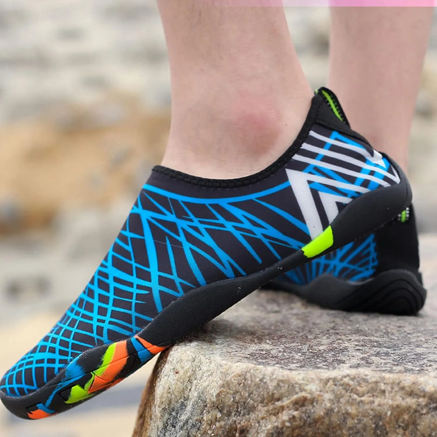 VINGVO Water Socks, Rubber Sole 1 Part Low Upper Water Shoes for Men