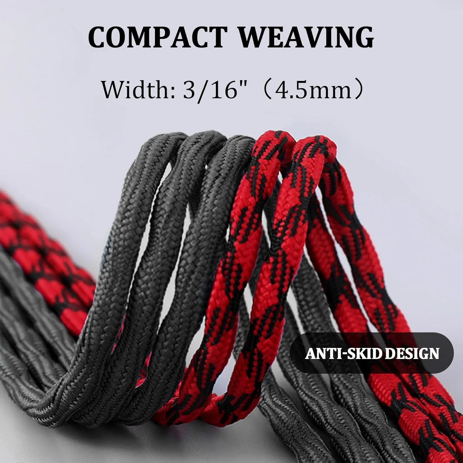 Wave Shape Boot Laces for KEEN Hiking Shoes, 4.5mm Non Slip Round Heavy Duty Durable Shoelaces Replacement Strings