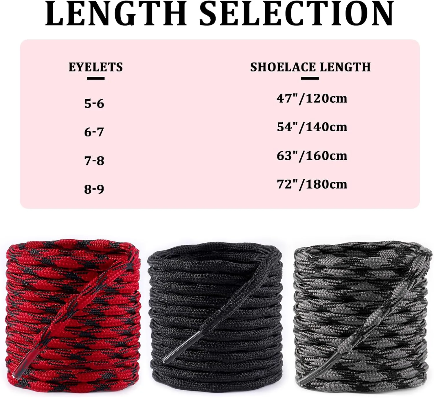 Wave Shape Boot Laces for KEEN Hiking Shoes, 4.5mm Non Slip Round Heavy Duty Durable Shoelaces Replacement Strings