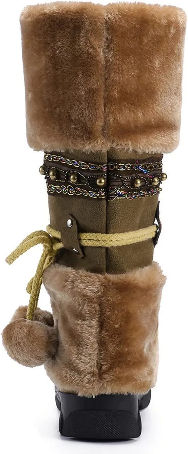 Wide Calf Snow Boots for Women Plus Size Ankle Snow Boots Womens 8.5 Waterproof Black Winter Work Boots for Woman Womens Brown Winter Boots Size 11 Winter Boot for Women Lightweight
