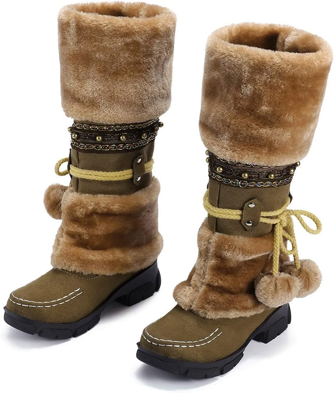 Wide Calf Snow Boots for Women Plus Size Ankle Snow Boots Womens 8.5 Waterproof Black Winter Work Boots for Woman Womens Brown Winter Boots Size 11 Winter Boot for Women Lightweight
