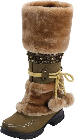 Wide Calf Snow Boots for Women Plus Size Ankle Snow Boots Womens 8.5 Waterproof Black Winter Work Boots for Woman Womens Brown Winter Boots Size 11 Winter Boot for Women Lightweight