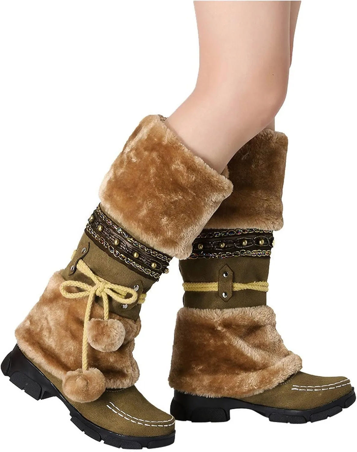 Wide Calf Snow Boots for Women Plus Size Ankle Snow Boots Womens 8.5 Waterproof Black Winter Work Boots for Woman Womens Brown Winter Boots Size 11 Winter Boot for Women Lightweight