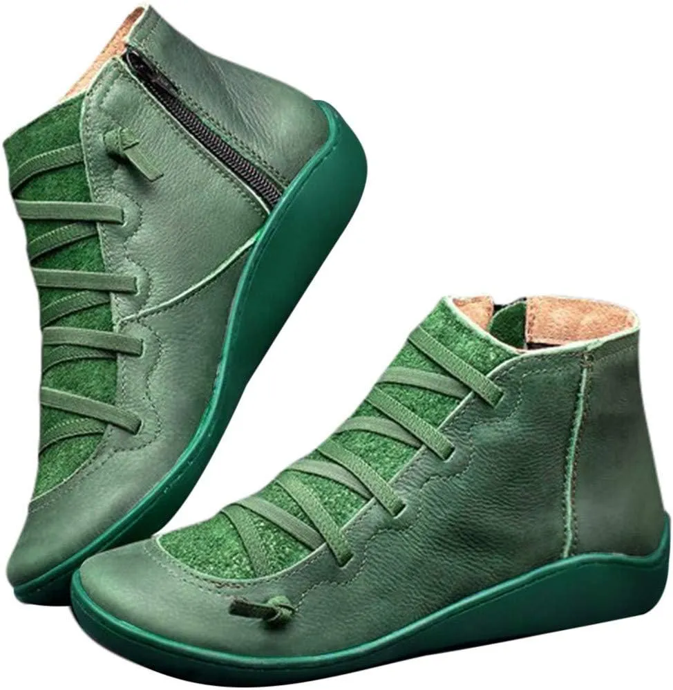 Wide Width Boots for Women Comfy Orthopedic Arch Support Walking Work Outdoor Hiking Ankle Boots Lightweight Lace Up Casual Sneaker