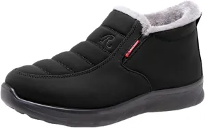 Winter Snow Boots Women Men Warm Comfortable Fur Lining Ankle Booties Platform Sneakers Waterproof Non-Slip Outdoor Walking Hiking Shoes Slip On Wide Width Short Boots with Arch Support