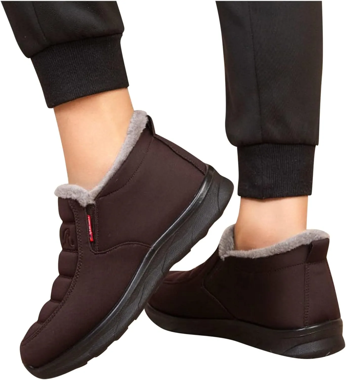 Winter Snow Boots Women Men Warm Comfortable Fur Lining Ankle Booties Platform Sneakers Waterproof Non-Slip Outdoor Walking Hiking Shoes Slip On Wide Width Short Boots with Arch Support