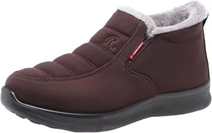 Winter Snow Boots Women Men Warm Comfortable Fur Lining Ankle Booties Platform Sneakers Waterproof Non-Slip Outdoor Walking Hiking Shoes Slip On Wide Width Short Boots with Arch Support