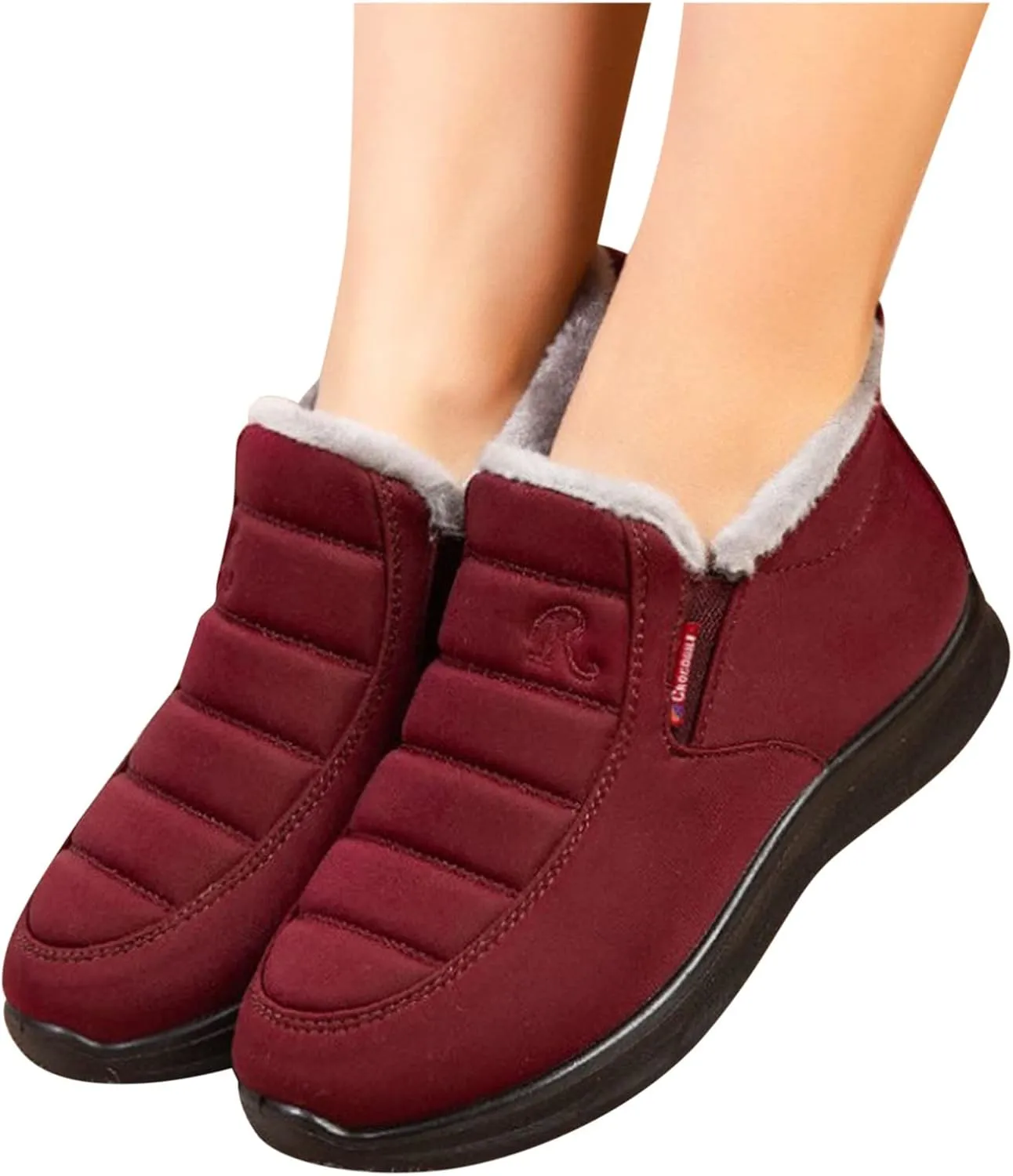 Winter Snow Boots Women Men Warm Comfortable Fur Lining Ankle Booties Platform Sneakers Waterproof Non-Slip Outdoor Walking Hiking Shoes Slip On Wide Width Short Boots with Arch Support