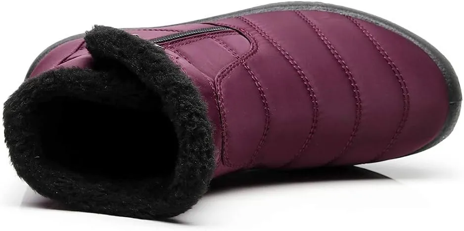 Women Snow Boots Waterproof Winter Boots Non Slip Fur Lined Booties Casual Slip on Ankle Boots Comfortable Winter Shoes Trekking Shoes