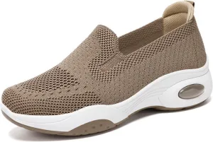 Women Walking Shoes Slip-On Breathable Mesh Trainers Orthopedic Arch Support Shoes Casual Comfortable Jogging Sneaker Lightweight Athletic Sport Sneaker