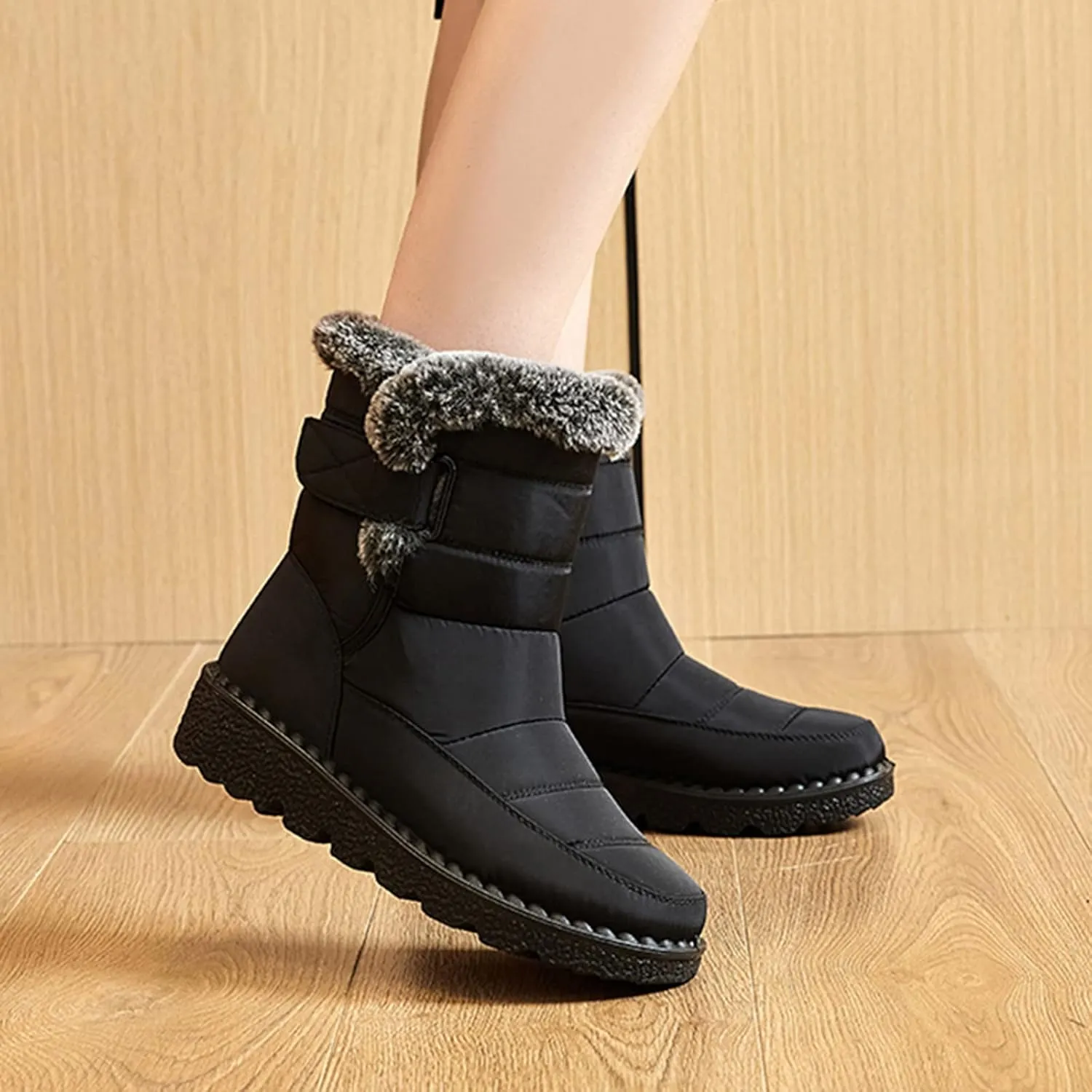 Women's Ankle Snow Boots Waterproof Snow Boots Women Black Womens Winter Boots Size 10 Wide Width Womens Duck Boots Waterproof Insulated Wide Botas De Frio Para Mujer Elegantes