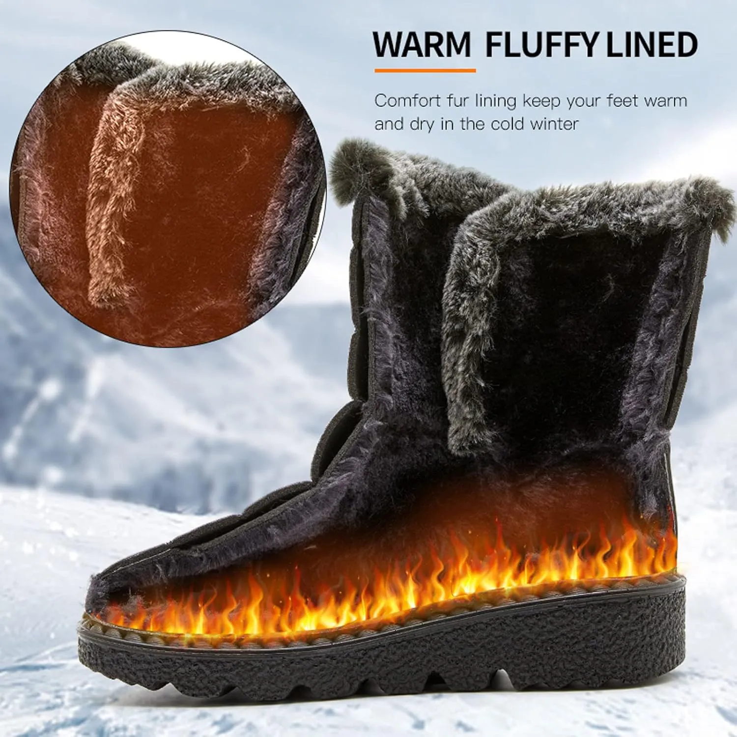 Women's Ankle Snow Boots Waterproof Snow Boots Women Black Womens Winter Boots Size 10 Wide Width Womens Duck Boots Waterproof Insulated Wide Botas De Frio Para Mujer Elegantes