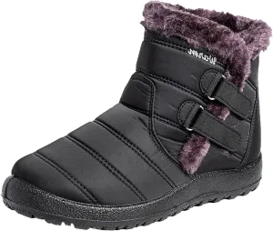 Women's Ankle Snow Boots Waterproof Snow Boots Women Black Womens Winter Boots Size 10 Wide Width Womens Duck Boots Waterproof Insulated Wide Botas De Frio Para Mujer Elegantes
