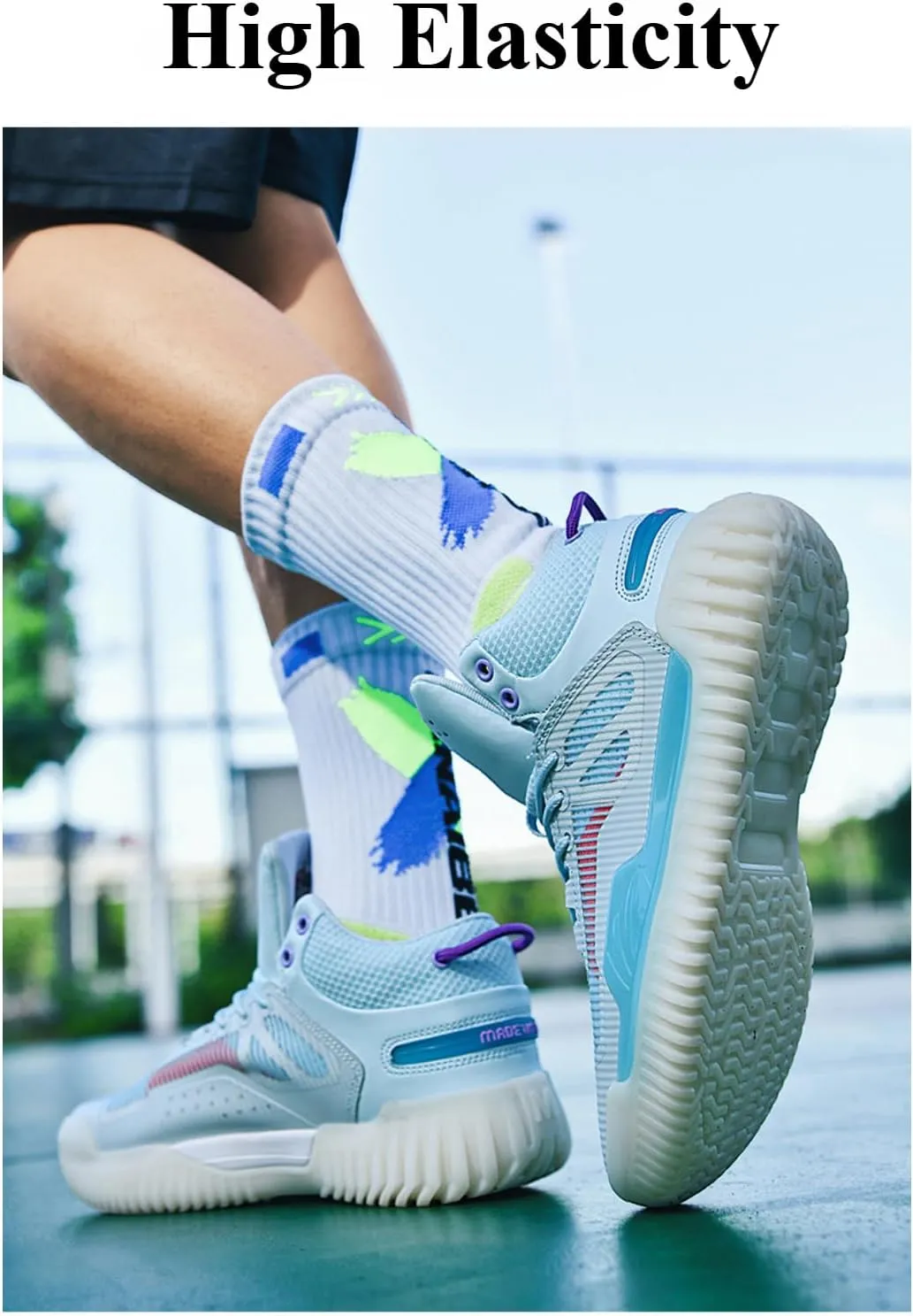 Women's High Top Basketball Shoes - Breathable Mesh Training Sneakers for Sports, Elastic Cushioning Anti-Slip