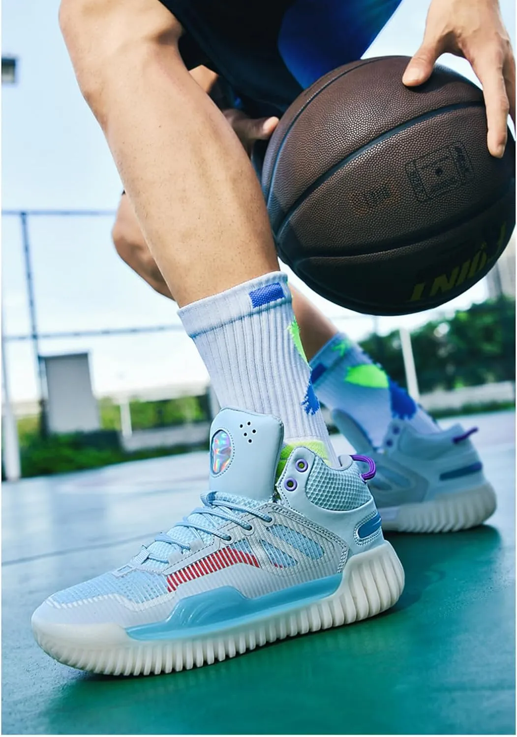 Women's High Top Basketball Shoes - Breathable Mesh Training Sneakers for Sports, Elastic Cushioning Anti-Slip