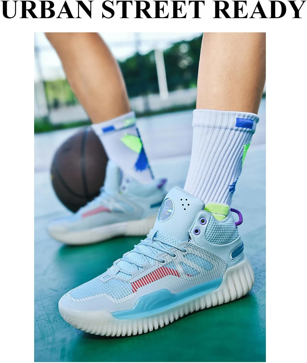Women's High Top Basketball Shoes - Breathable Mesh Training Sneakers for Sports, Elastic Cushioning Anti-Slip