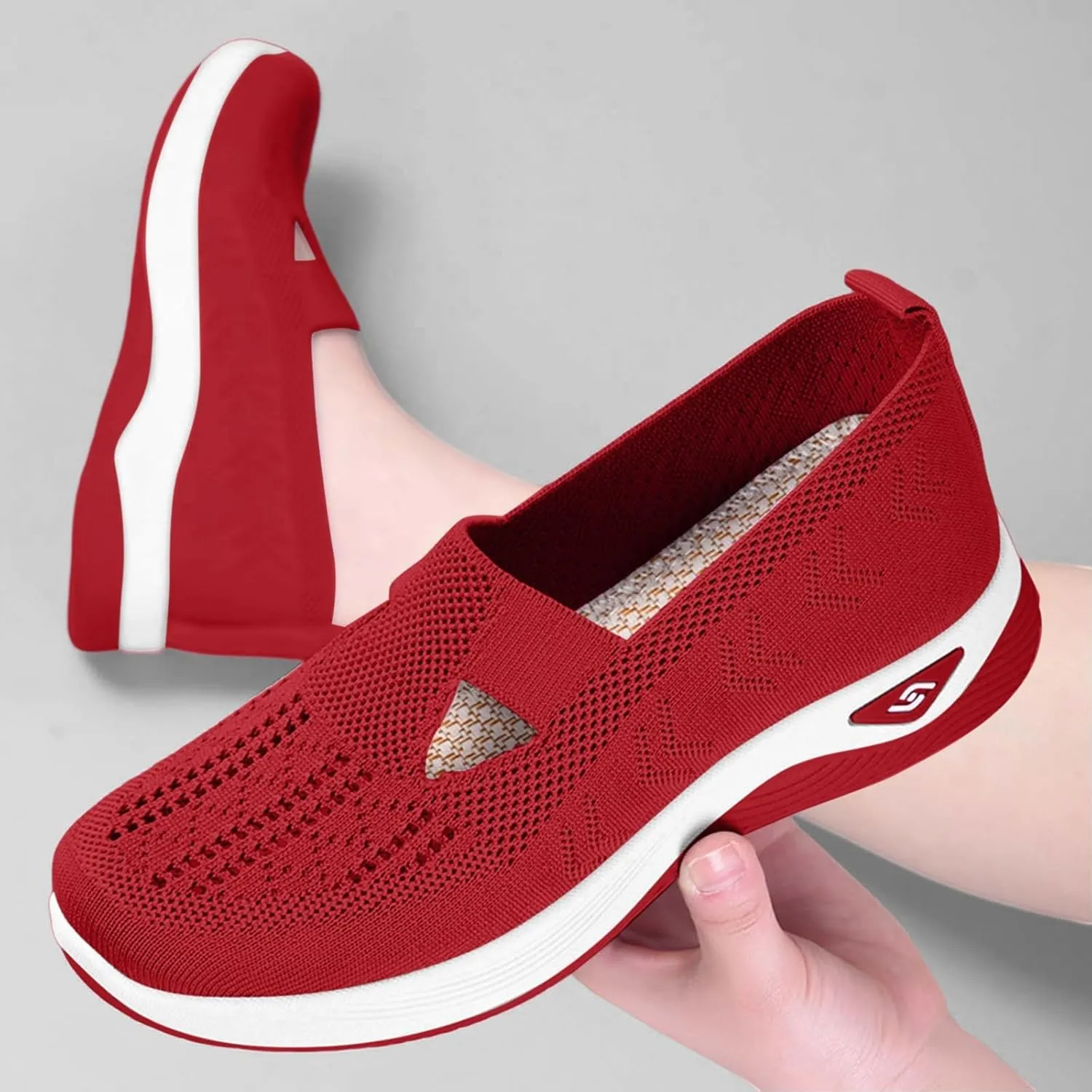 Women's Orthopedic Shoes Woven Wide Arch Support Slip-On Orthowalk Sneakers Casual Breathable Soft Anti-Skid Sports Footwear