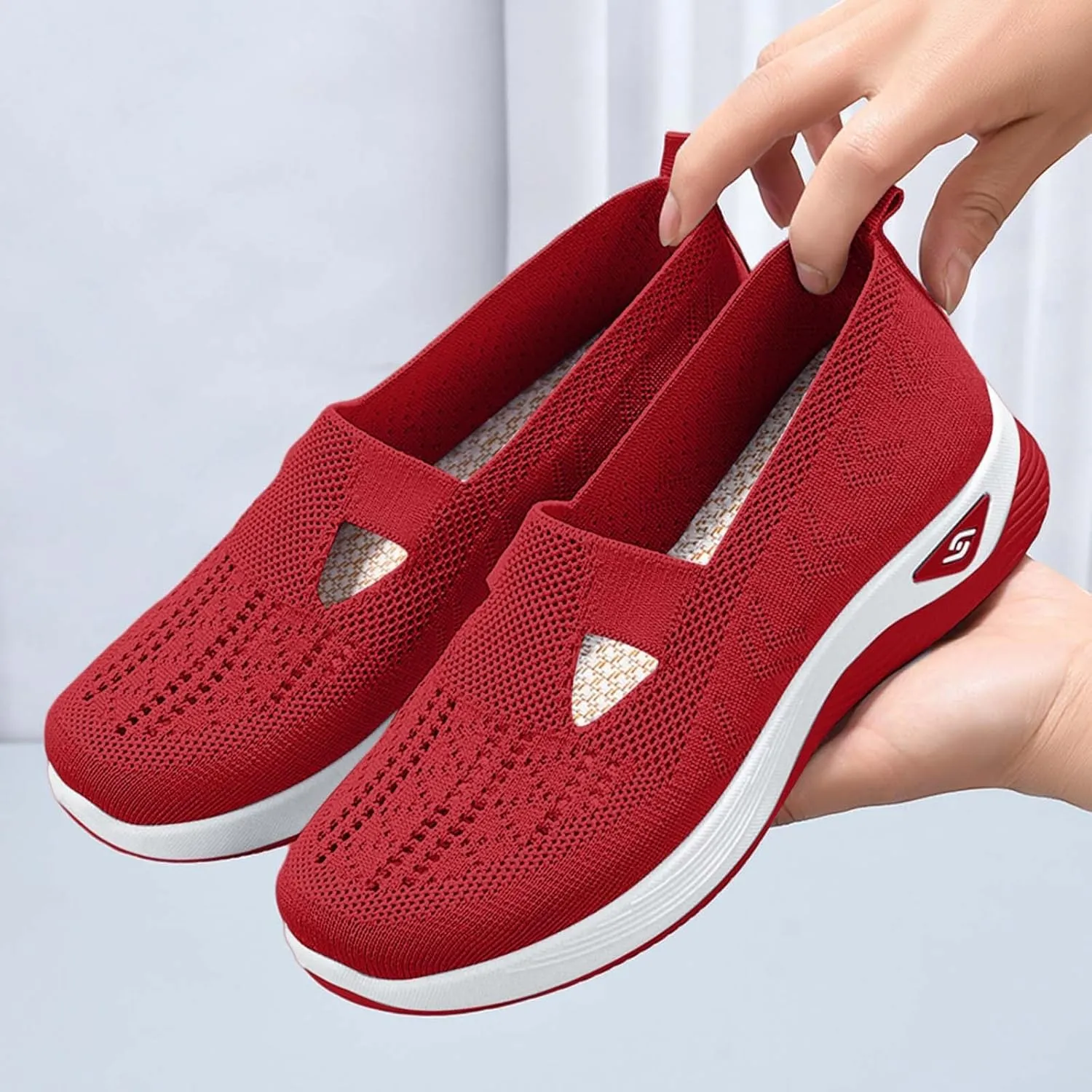 Women's Orthopedic Shoes Woven Wide Arch Support Slip-On Orthowalk Sneakers Casual Breathable Soft Anti-Skid Sports Footwear