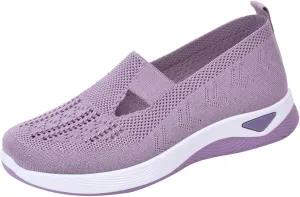 Womens Orthopedic Sneakers Comfortable Slip on Walking Shoes Non-Slip Woven Shoes Mesh Breathable Lightweight Arch Support Sneaker