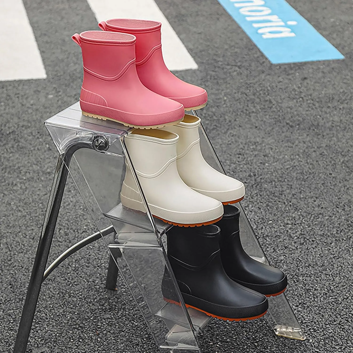 Womens Rain Boots Tall Mens Grounded Footwear Block Heeled Booties Hiking Barefoot Shoes Short Rain Boots for Women Waterproof Garden Shoes Womens Winter Boots
