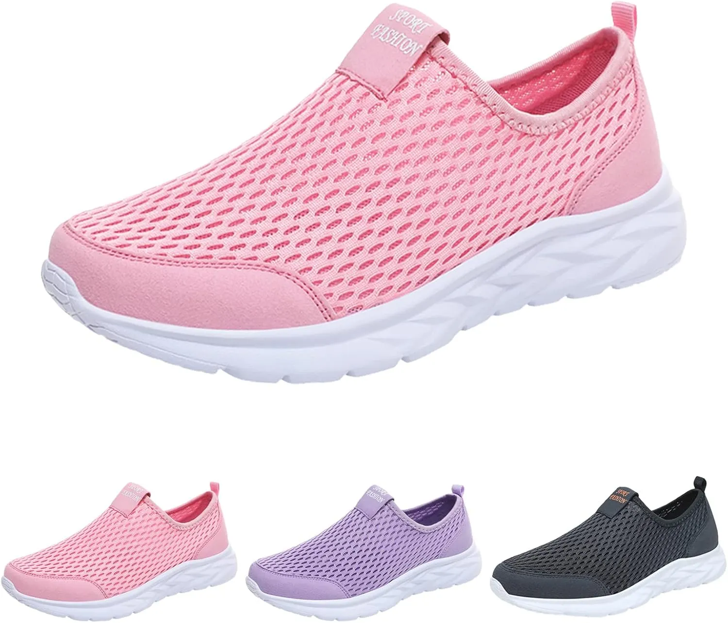 Womens Slip on Walking Shoes Non Slip Casual Running Sneakers Lightweight Flat Bottom Breathable Sports Shoes