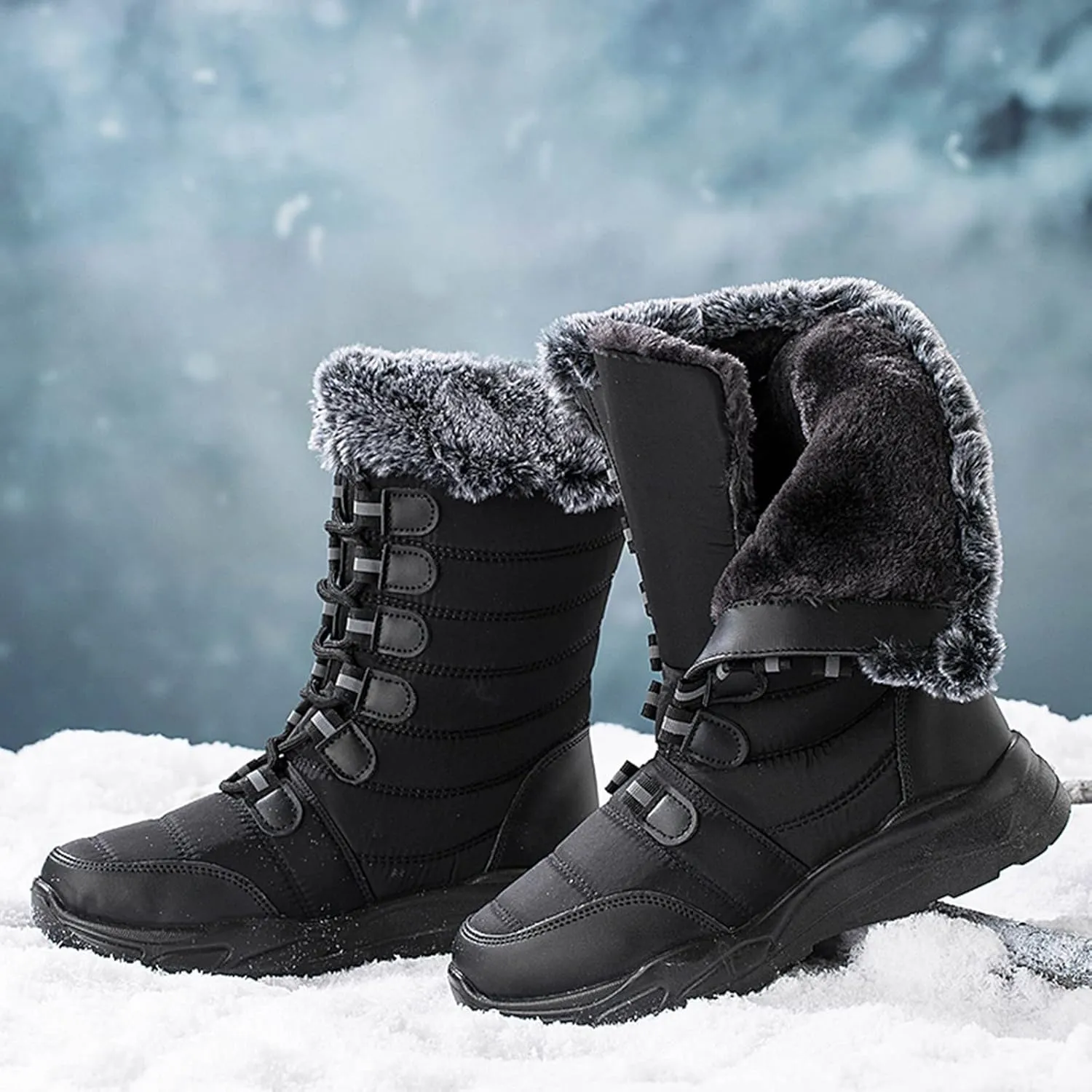 Women's Snow Boots Waterproof Snow Boots Cold Weather Ankle Booties Waterproof Trekking Trail Climbing Shoes Womens Winter Shoes