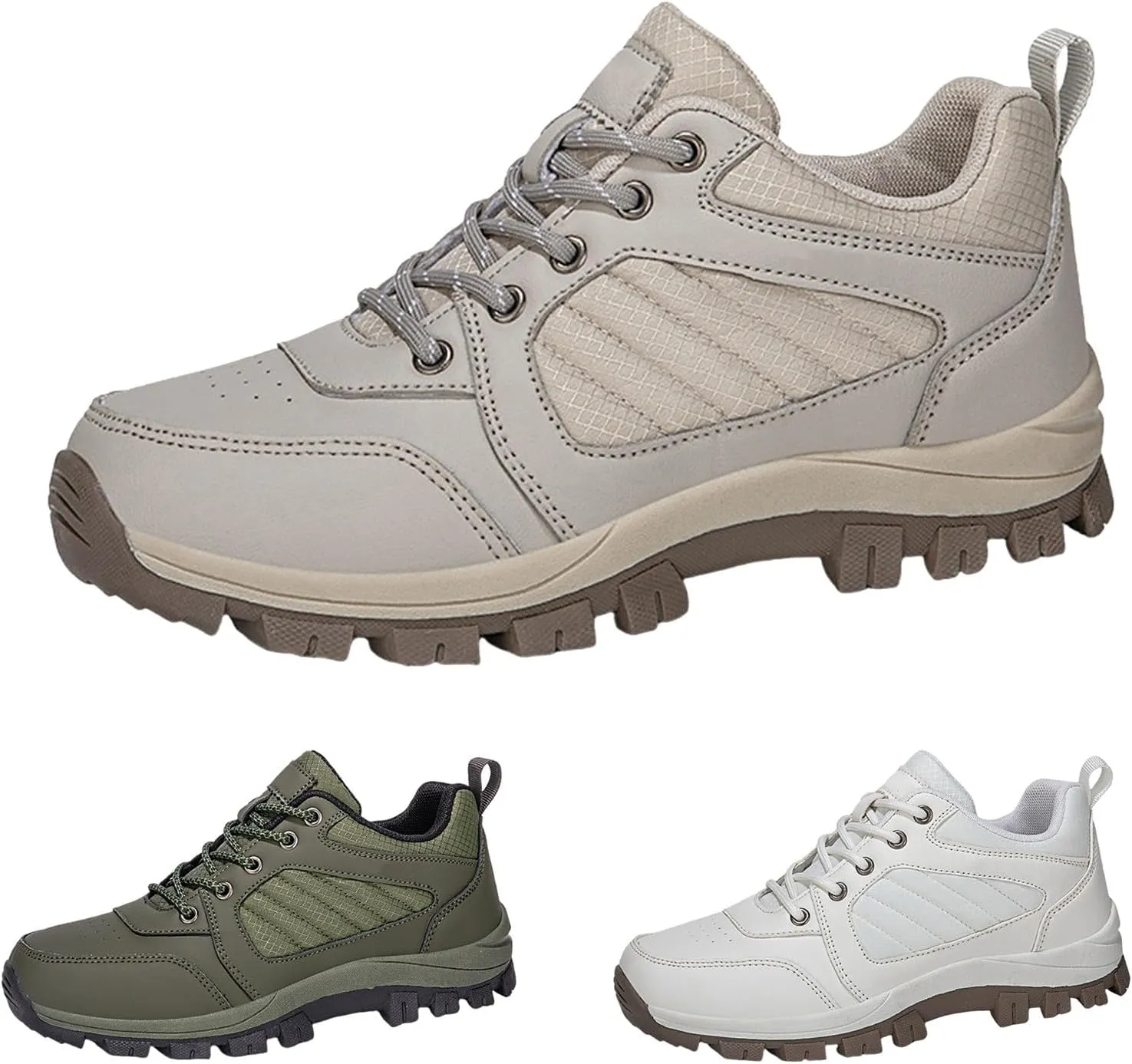 Women's Waterproof Hiking Shoes with Arch Support Lace Up Lightweight Breathable Walking Shoes for Outdoor Climbing Non Slip Casual Sneakers