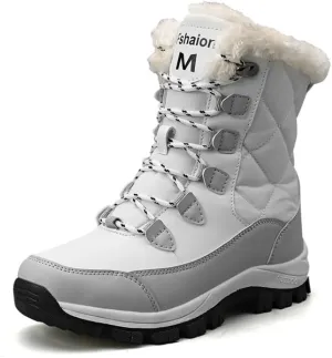 Women's Waterproof Winter Shoes Snow Boots Lightweight Warm Faux Fur Lined Mid-Calf Booties outdoor hiking shoes