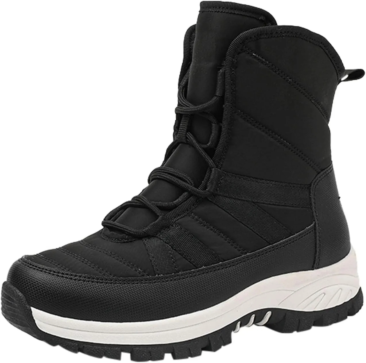 Womens Winter Snow Boots - Ankle Boots for Women Waterproof Walking Shoes Comfortable Hiking Tennis Booties Chunky Heel Lace Up Mid Calf Warm Lightweight Cold Weather Boots