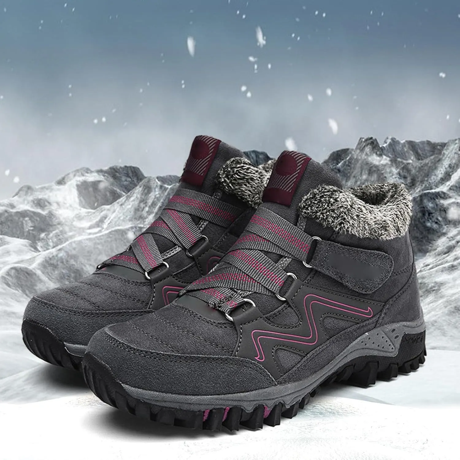 Womens Winter Snow Boots Fur Lined Warm Ankle Boots Womens Tall Slip on Snow Boots Fashion Winter Boots for Women 2023 Women Winter Boots Women Casual Warm Platform High Heels Botas Para Nieve Mujer