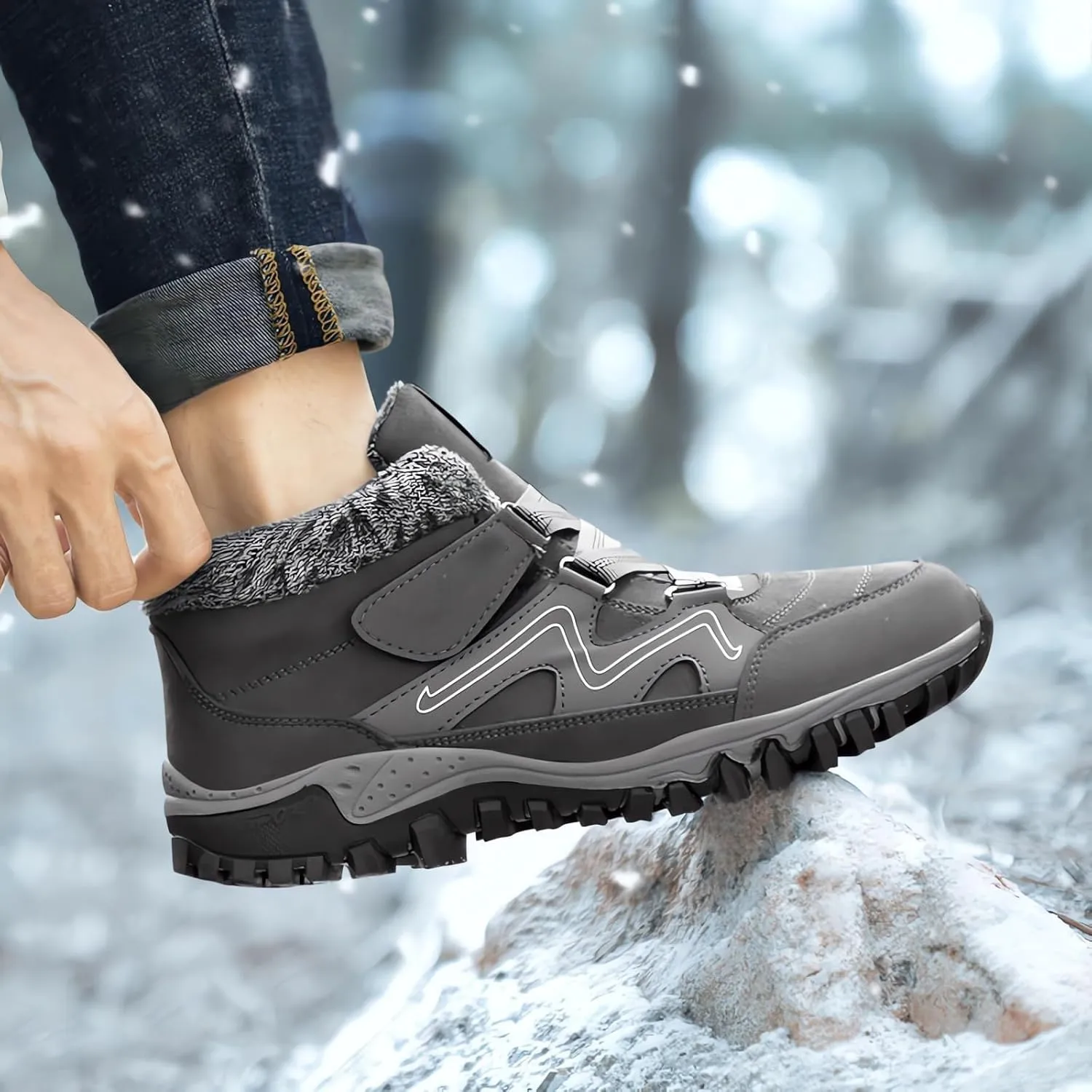 Womens Winter Snow Boots Fur Lined Warm Ankle Boots Womens Tall Slip on Snow Boots Fashion Winter Boots for Women 2023 Women Winter Boots Women Casual Warm Platform High Heels Botas Para Nieve Mujer