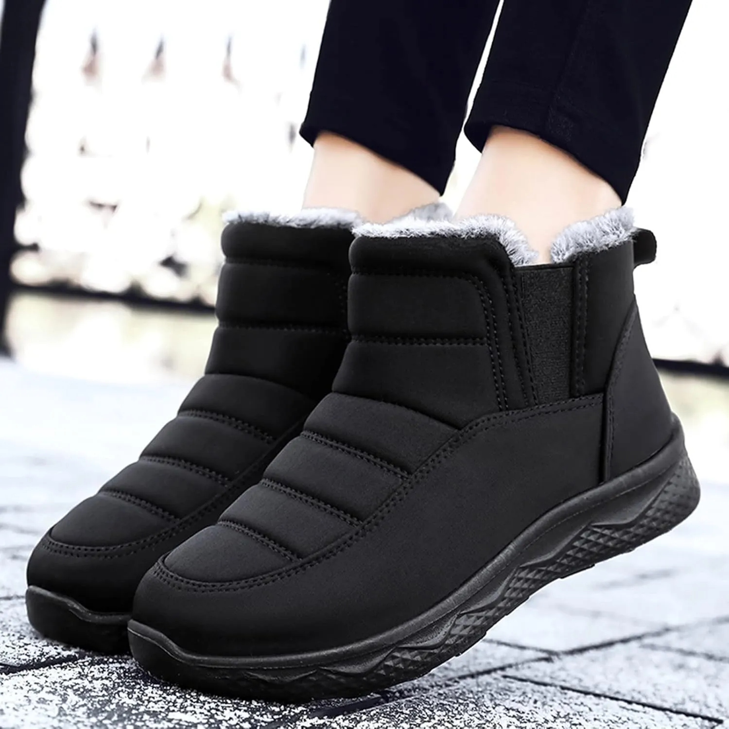 Women's Winter Snow Boots Water-proof Lightweight Warm Fashion Ankle Boot for Women Ladies Slip On Platform Boots Fleece Lined High Top Sneakers Non-Slip Outdoor Shoes for Walking Hiking