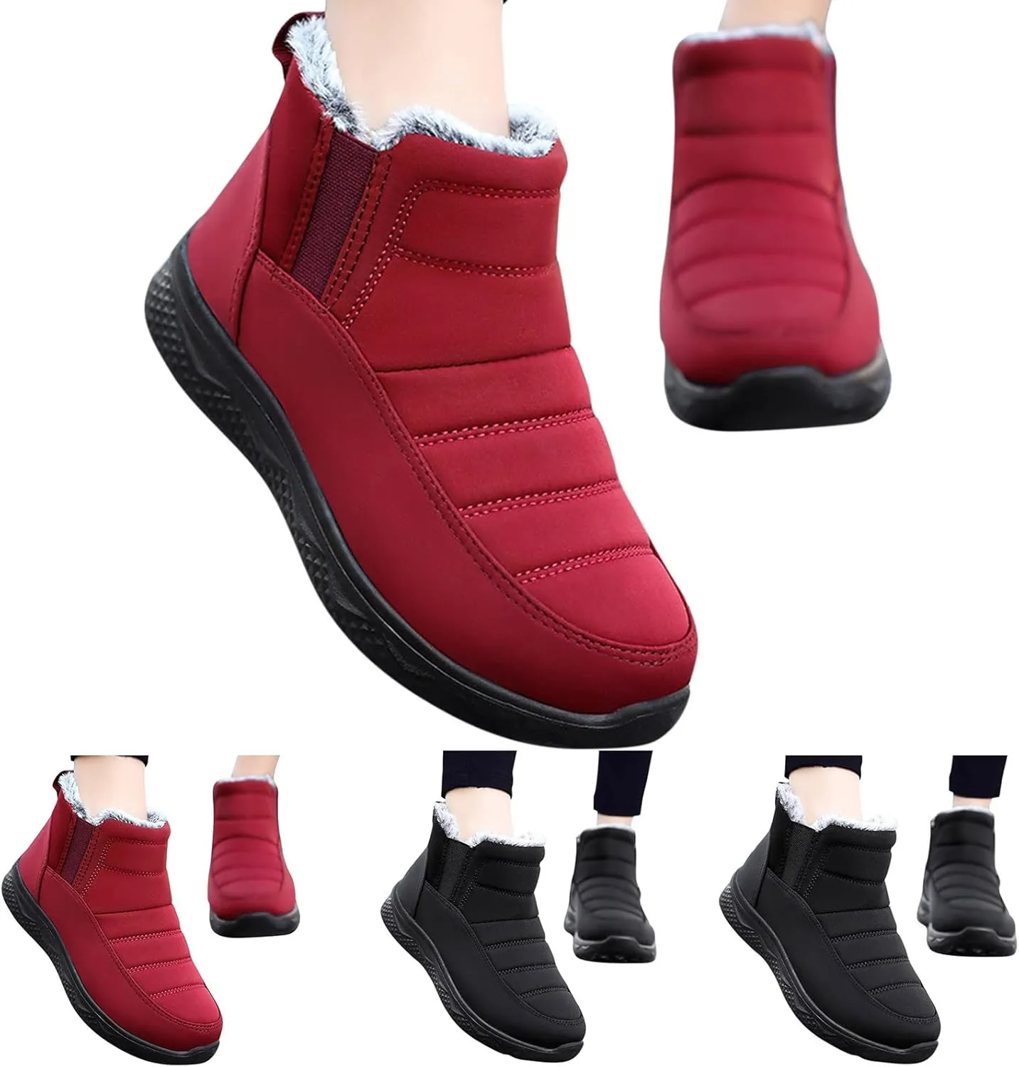 Women's Winter Snow Boots Water-proof Lightweight Warm Fashion Ankle Boot for Women Ladies Slip On Platform Boots Fleece Lined High Top Sneakers Non-Slip Outdoor Shoes for Walking Hiking