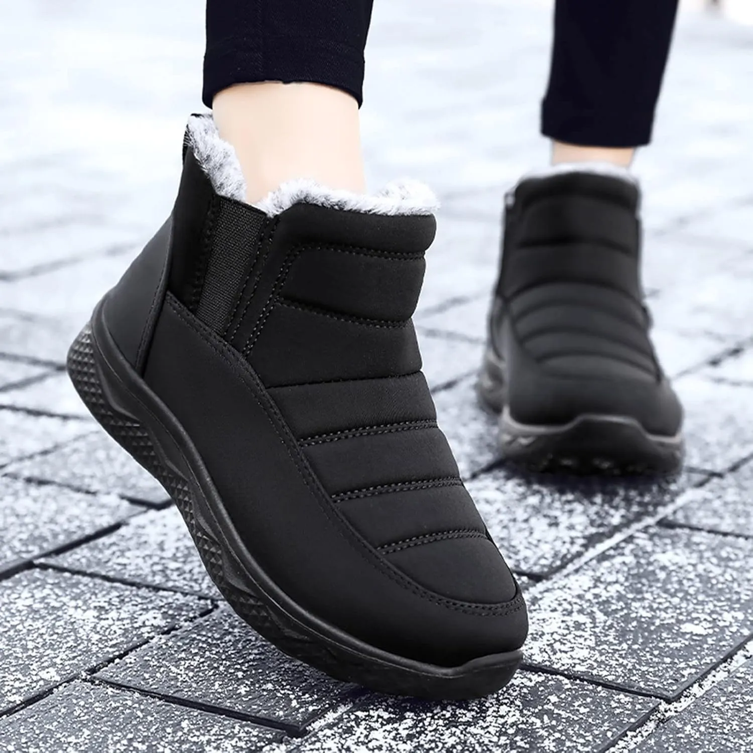 Women's Winter Snow Boots Water-proof Lightweight Warm Fashion Ankle Boot for Women Ladies Slip On Platform Boots Fleece Lined High Top Sneakers Non-Slip Outdoor Shoes for Walking Hiking