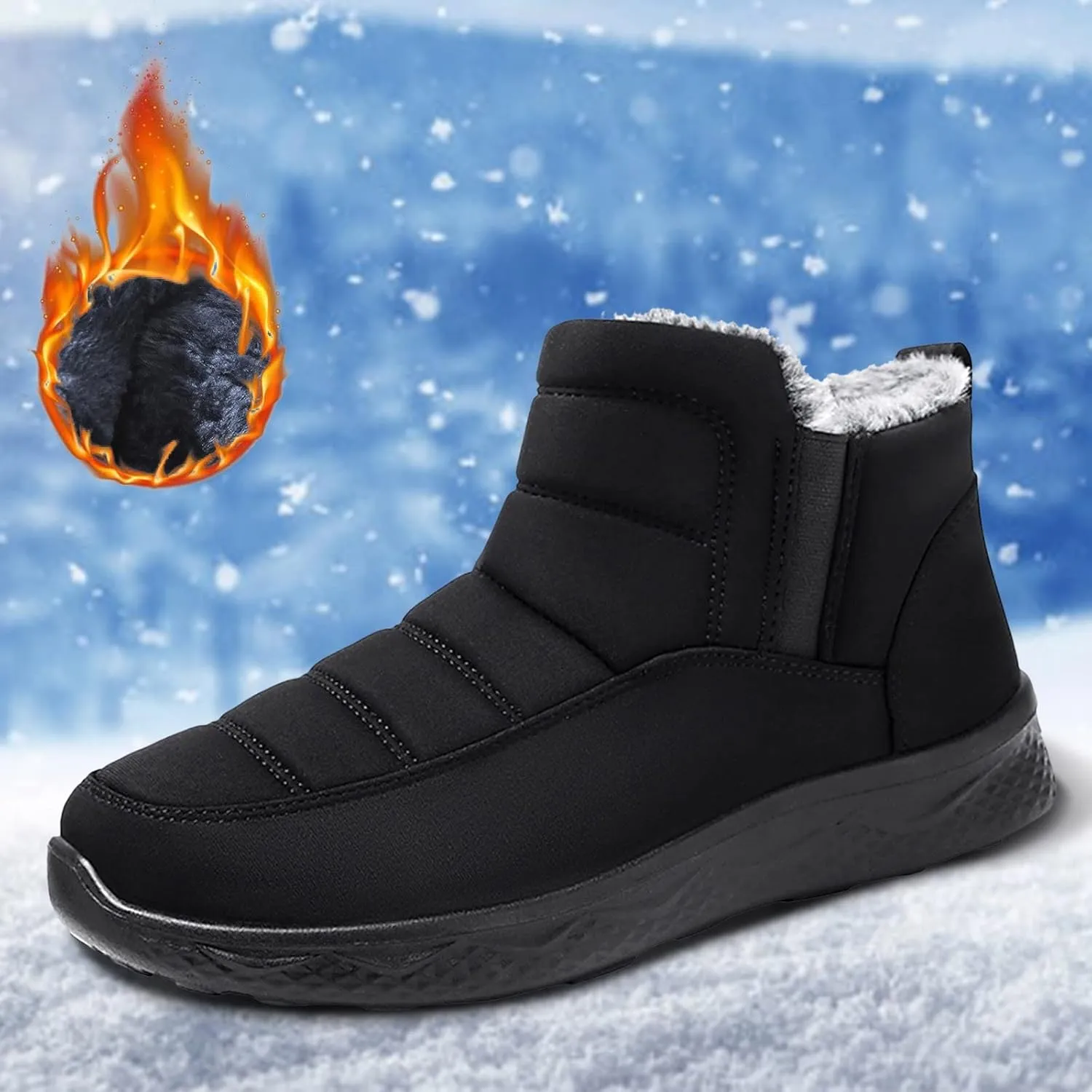 Women's Winter Snow Boots Water-proof Lightweight Warm Fashion Ankle Boot for Women Ladies Slip On Platform Boots Fleece Lined High Top Sneakers Non-Slip Outdoor Shoes for Walking Hiking